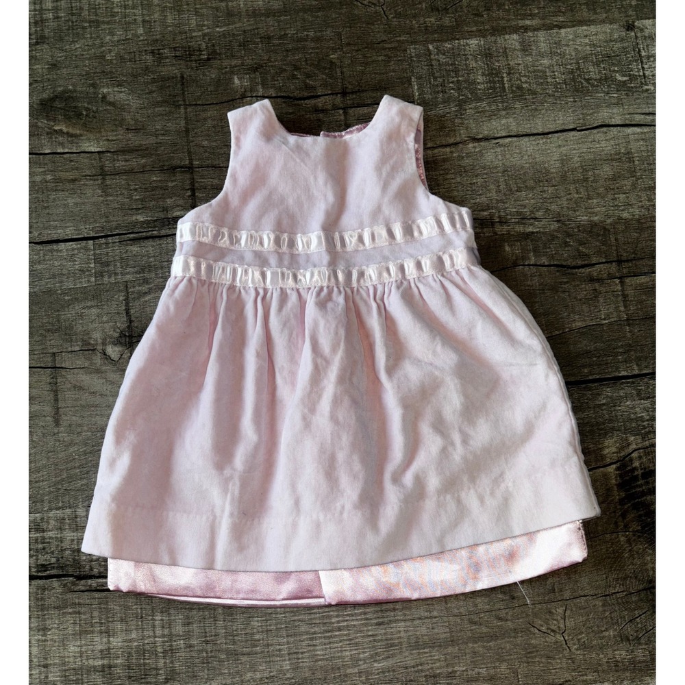 Baby Gap Infant Girls Pink Velvet Satin Trim Special Occasion Dress‎ 3-6 Months